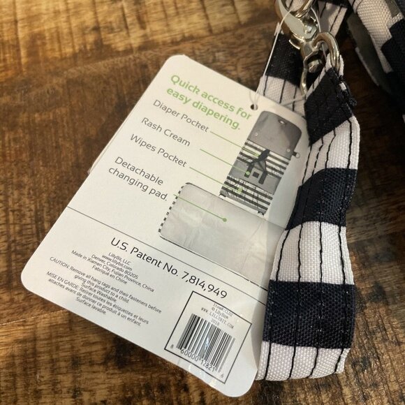 NWT Lillybit by Demdaco Diaper Clutch Bag Tote Purse Changing Pad Blue Striped - Picture 5 of 8